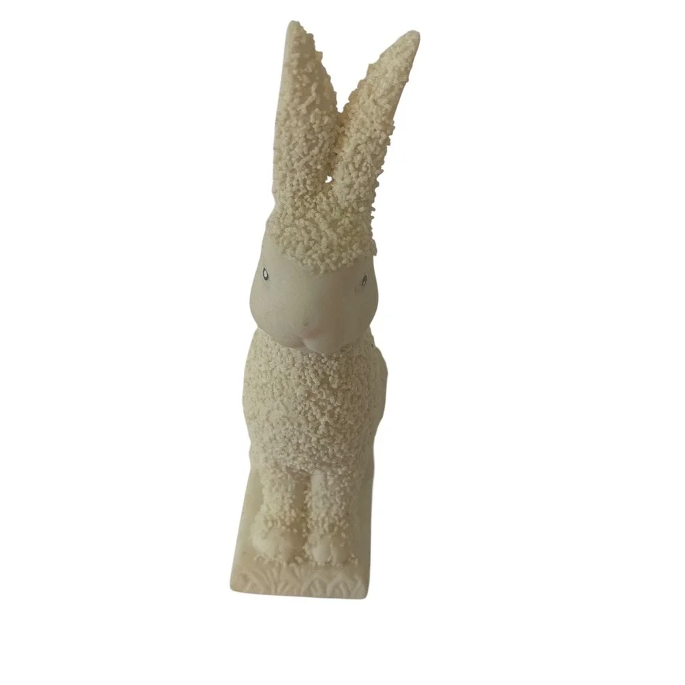 Vtg Dept 56 Textured Bunny Rabbit‎ Bisque Figurine White 1990 Easter Spring 4